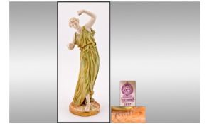 Royal Worcester Classical Figure Signed James Hadley Greek Maiden Playing The Castanets. Circa