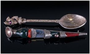 An Unusual Victorian Scottish Dirk Brooch Of Large Size, set with stones and Scottish agates of fine