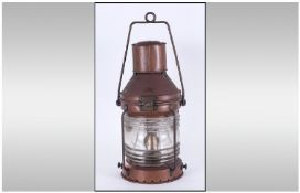 Antique Copper Ships Cabin Lamp, 20 inches in height.