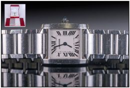 Cartier Tank Francaise Stainless Steel Quartz Driven Ladies Wristwatch. Model number W51008Q3 2384