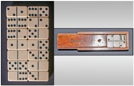 Vintage Set Of Plastic Dominoes With Period Wood Box. Circa 1910-1920.