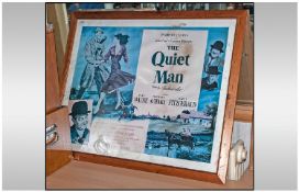 Framed Vintage Film Poster 'The Quiet Man' Starring John Wayne and Maureen O'Hara. With some damage.
