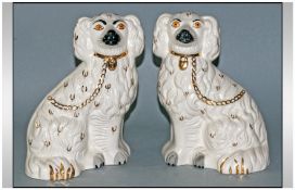 Pair of Staffordshire Flat Back Spaniel Figures,