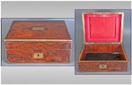 Good Quality Early Victorian Rosewood Box with brass molded edging, engraved crest to the top and