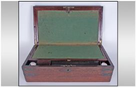 Georgian Mahogany Military Type Writing Box with brass corner mounts, with a fitted interior and