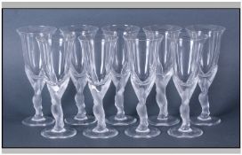 Igor Karl Faberge Signed And Impressive Set Of 9 Kissing Doves Crystal Water Goblets. All signed