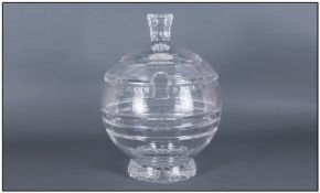 A Very Good Quality Heavy And Large Cut Crystal Lidded Punch Bowl. With star base. Stands 13