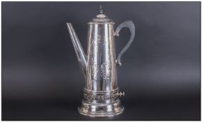 A Modern 20th Century Quality Silver Plated Large Spirit Kettle, by Kingsway. Stands 16 inches