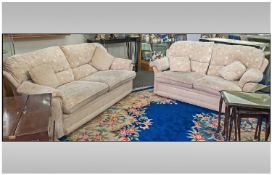 Two Modern Upholstered Champagne Coloured Sofas, one two seater and one three seater.