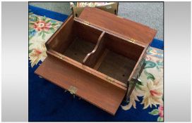 An Unusual Mahogany Flat Top Opening Deed Box with inserted brass carrying handles to the sides,