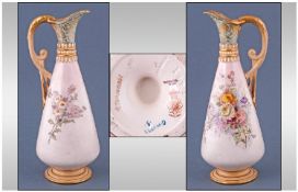 Doulton & Slater Floral Decorated Jug/Ewer. Circa 1890. Registration number 160951. Makers G.W 1593.
