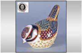 Royal Crown Derby Paperweight ' Goldcrest ' Date 1991. Gold Stopper. Height 3 Inches. Excellent