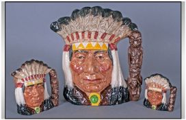 Royal Doulton Character Jugs ~ set of 3. 1) North American Indian D6611 Large, Design Max Henk.
