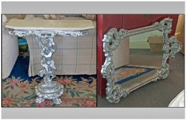 Reproduction Resin Consul Table, together with matching mirror.