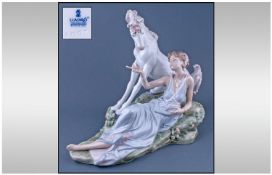 Lladro 6007 The Goddess The Unicorn Figure Group, Height 10½ Inches, Length11 Inches