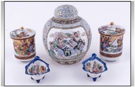 Small Collection of Oriental Ceramics comprising Oriental Ginger Jar, with hand painted scenes of