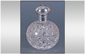 Edwardian Silver Topped Large Cut Glass Perfume Bottle, Hallmark London 1903. Makers Mark G.B. 6.