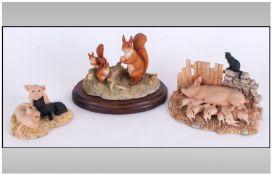 Three Border Fine Arts Figures. Comprising group figure of squirrels, group figure of pigs, mother