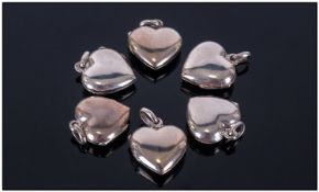 Collection Of 6 Silver Heart Shaped Lockets.