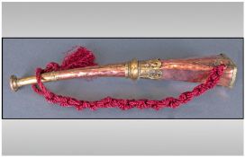 Antique Copper and Brass Tibetan Horn, 15 inches in length.