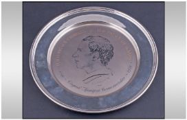 Prince Charles Of Wales Silver Commemorative Dish. Hallmark Birmingham 1978. Diameter 8 inches. 9.