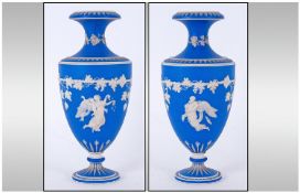 19th Century Jasperware Vase, Circa 1870's with finely applied decoration, stands 12.25" in