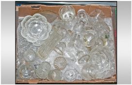 Box Of Assorted Glass Ware. Comprising ashtrays, plates, vases, whiskey glasses, etc.