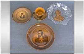 Robert Burns Memorabilia comprising a Ridgeway plate, cup and saucer depicting Robbie Burns, and a