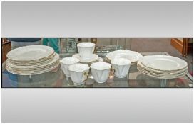 Shelley 30 Piece White With Gold Line Dinner Service comprising 5 tries & 5 small & large dinner