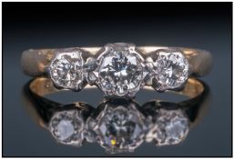 18ct Gold Vintage 3 Stone Diamond Ring, Fully hallmarked. Sheffield 1969.