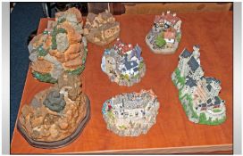 Collection Of Pottery Figure Groups. Comprising Newschwanstein Castle, Lilliput Lane Dale Head,