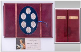 Royal Family Limited Edition Silver Cameo Collection Issued By John Pinches Set Of Six Silver Oval