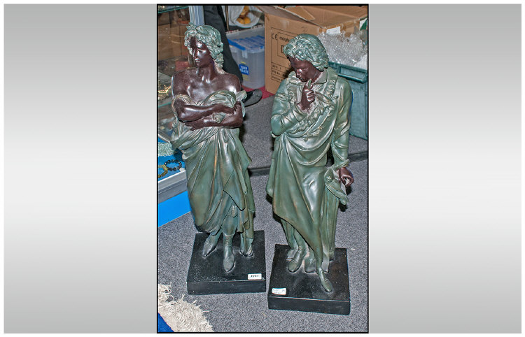 Two Large Decorative Classical Resin Figures, 28 inches in height.