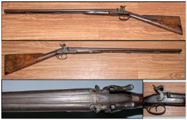 Antique Quality Double Barrel 2 Gauge Percussion Shot Gun Makers Robinson. Proof Mark Crown V Serial