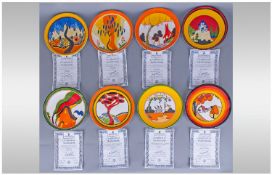 Collection Of 8 Various Clarice Cliff by Wedgwood Cabinet Plates. Titles include Tulip, REd Tree,