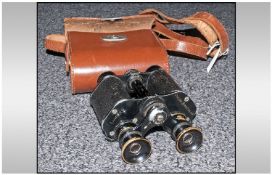 French Lumiere Prism Binoculars, Complete with brown case.