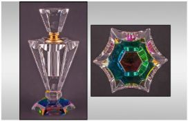 Glass Perfume Bottle, with iridescent glass base, 7.5 inches in height.