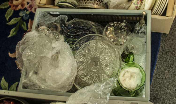Box of Assorted Glass Ware comprising drinking glasses, jugs, ornaments etc