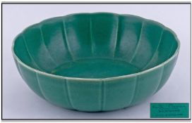 Wedgwood Keith Murray Ribbed Bowl, green colour way, signed and dated to underside of bowl, height 3