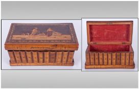 Sorrento Olive Wood Puzzle Box, in the form of a stack of books, inlaid to the top with a rustic,