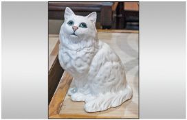 Beswick Cat Figure, Persian Cat. Model number 1867. Seated looking up. 8.5" in height.