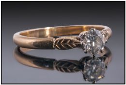 18ct Gold Diamond Ring, Set With A Round Brilliant Cut Diamond. Stamped 18ct. Ring Size N. Estimated