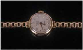 Rone Manuel Wind Ladies 9ct Gold Cased Wrist Watch With Fitted 9ct Gold Bracelet. All Fully