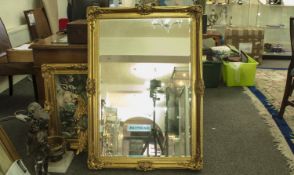 Rectangular Ornate Gilt Framed Mirror, bevelled glass. 42 by 29 inches