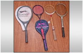 Collection of Racquets, two Vintage, Two Modern (Slazenger).