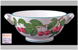 Wemyss Two Handled Footed Bowl "Cherries" Pattern. T Goode & Co. Diameter 7.5 inches, height 3.75