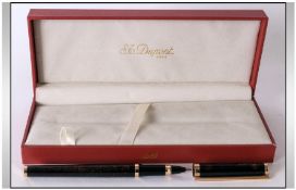 Dupont Paris Deluxe Slim Gold & Marble Effect Ballpoint Pen. Circa 1970's with original red box.