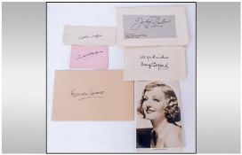 Judy Garland, Tallulah Bankhead, Mary Pickford Film Actress Autographs. Together with Charlie