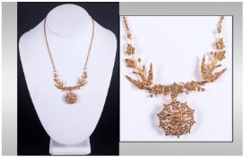 15ct Gold Late Victorian/Early 20th Century Seed Pearl Necklace, modelled in the form of birds &