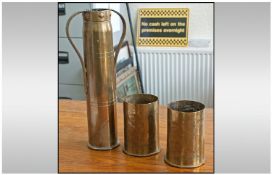 Three Trench Art WW1 Shell Cases.